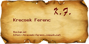 Krecsek Ferenc névjegykártya